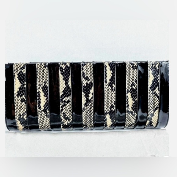 Giuseppe Zanotti Clutch Handbag Purse Black Crocodile Texture Authentic Rare - Picture 1 of 9